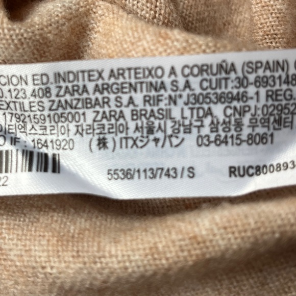 Zara Wool Blend Short Sleeve Turtleneck Crop Top Tan Size Small - Picture 10 of 12